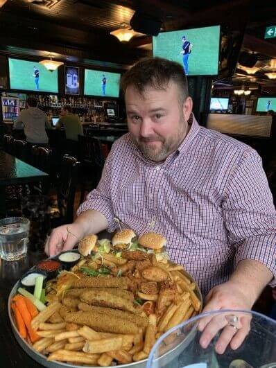 Man with a full plate.