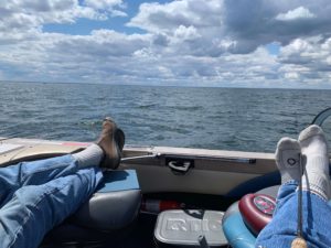 relaxing in a boat